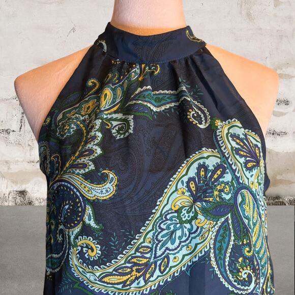 Julia Jordan NWT Blue Multi Mock Neck Three Tier Maxi Dress-Size 4 - Picture 4 of 10